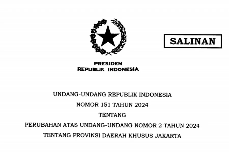 UU Nomenklatur Jabatan di Jakarta Diteken Presiden