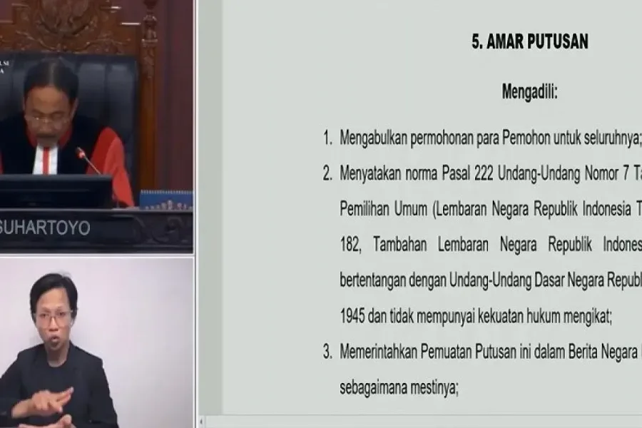 MK Hapus Presidential Threshold Di UU Pemilu