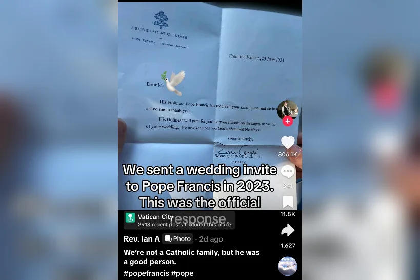 Pasangan Ini Undang Paus Fransiskus ke Pernikahannya, Surat Balasan dari Vatikan Pun Viral