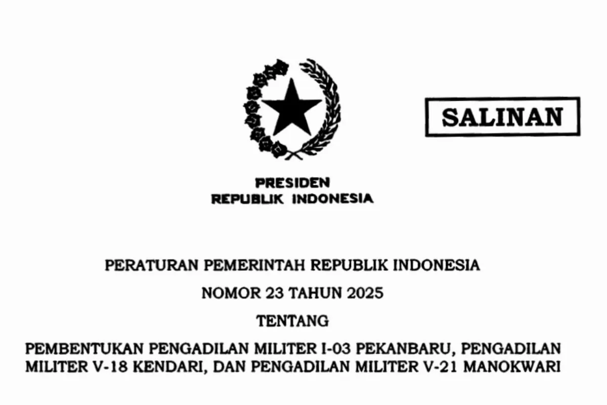 Presiden Teken PP Pembentukan 5 Pengadilan Militer Baru