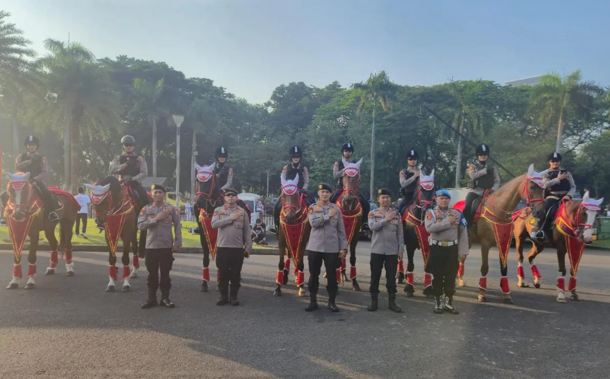 Polri Kerahkan Pasukan Berkuda Turangga Dalam Patroli Pengamanan HUT Ke-80 RI