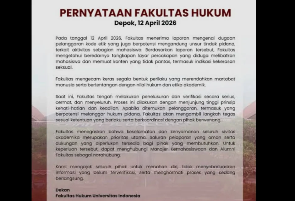 Heboh Dugaan Pelecehan Seksual Mahasiswa Fakultas Hukum UI